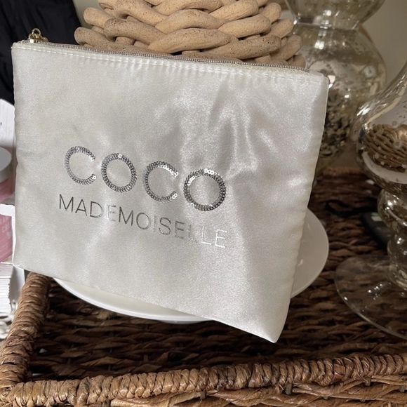 CHANEL Other - COCO Mademoiselle Satin Cosmetic Pouch - Ivory